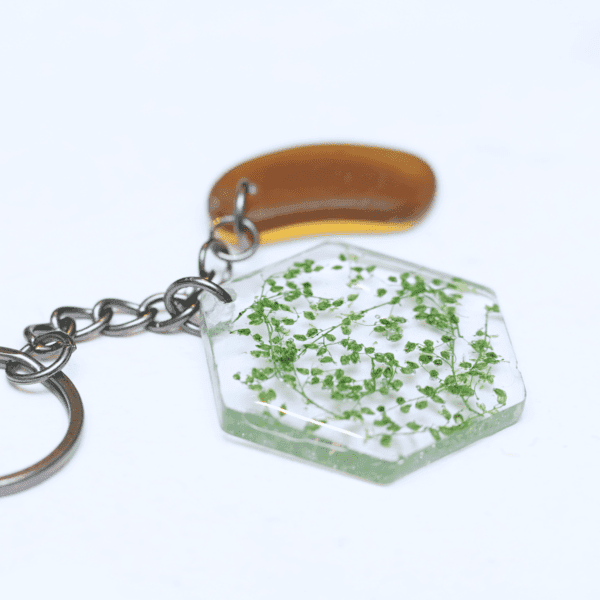 Keychain Green Flowers / Brown Glass - Image 3