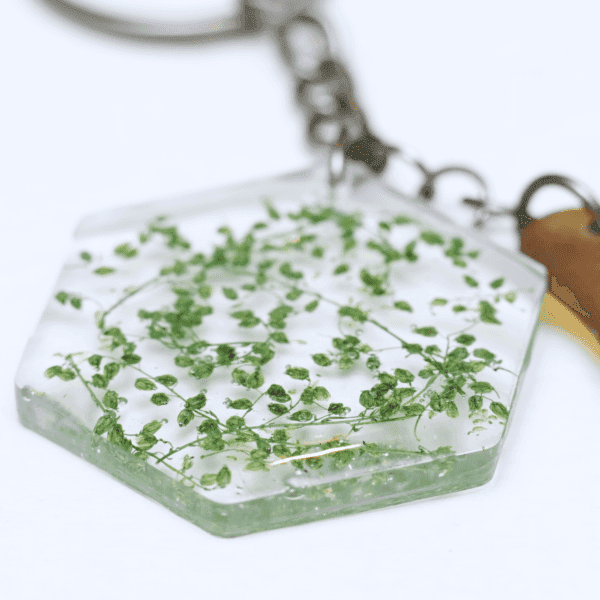 Keychain Green Flowers / Brown Glass - Image 2