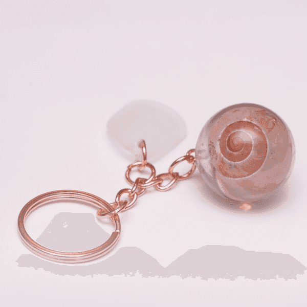 Keychain Snail Shell / White Glass
