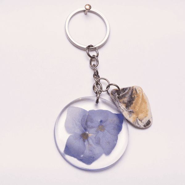 Keychain Hydrangea Flower Purple Blue / Shell - Image 3