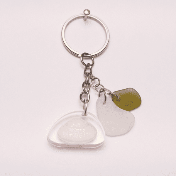 Keychain Mini Shell / White Glass / Green Glass
