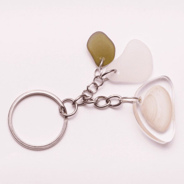 Keychain Mini Shell / White Glass / Green Glass - Image 3