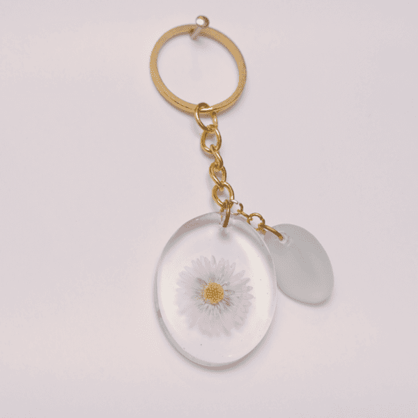 Keychain Daisy Flower/ White Glass - Image 2
