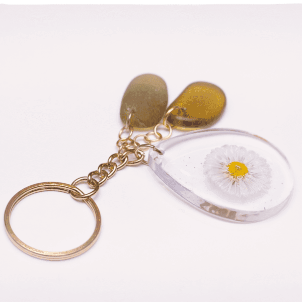 Keychain Daisy Flower/ Green Glass - Image 2