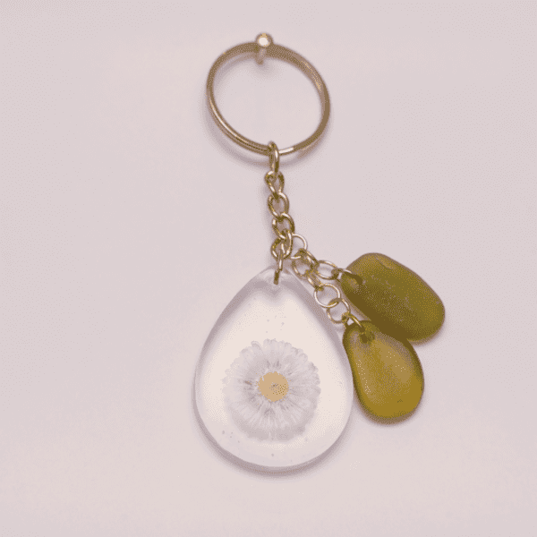 Keychain Daisy Flower/ Green Glass - Image 3