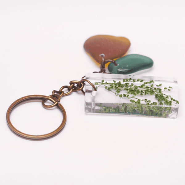 Keychain Green Flowers / Brown Glass / Green Glass - Image 2