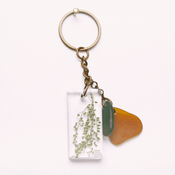 Keychain Green Flowers / Brown Glass / Green Glass - Image 3