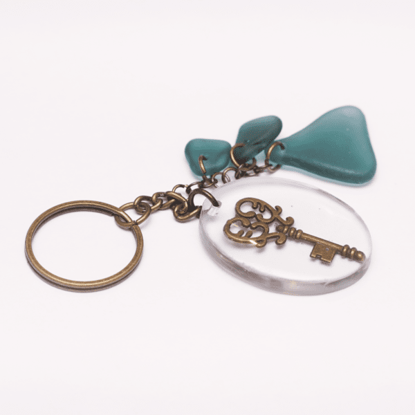 Keychain Key / Green Glass