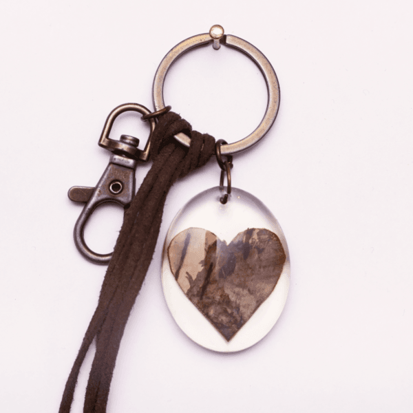 Keychain Birch Heart / Leather Ribbon - Image 4