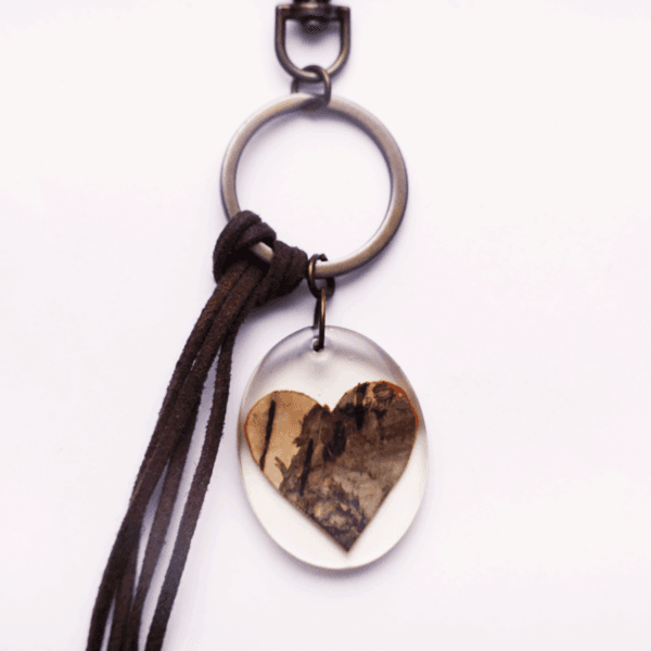 Keychain Birch Heart / Leather Ribbon - Image 3