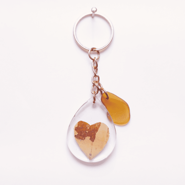 Keychain Birch Heart / Brown Glass