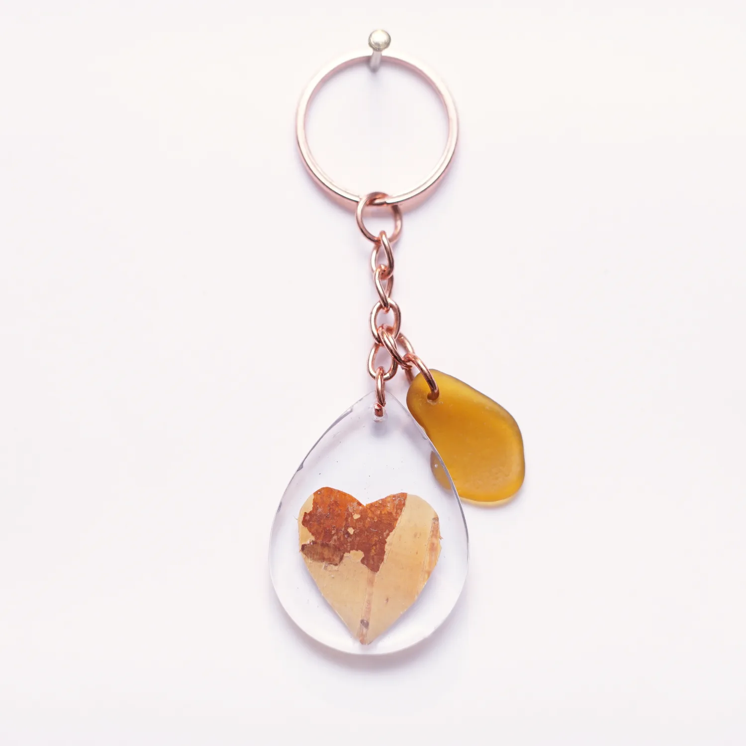 Keychain Birch Heart / Brown Glass