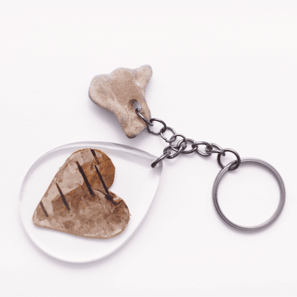 Keychain Birch Heart / Stone