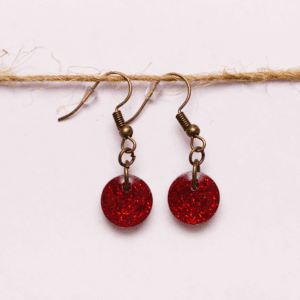 Earring Red Glitter