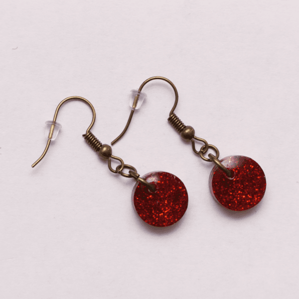 Earring Red Glitter - Image 3