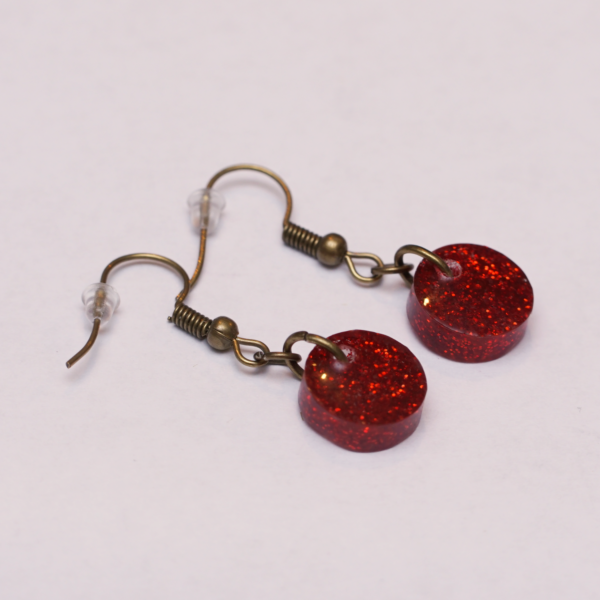 Earring Red Glitter - Image 2