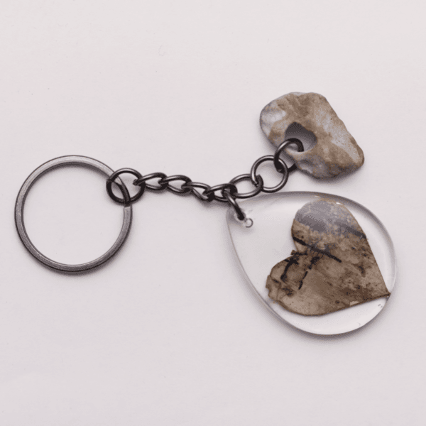Keychain Birch Heart / Stone