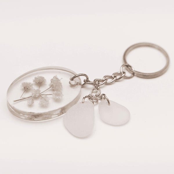 Keychain Baby's-Breath / White Glass