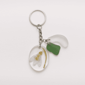Keychain Snowdrop / White Glass / Green Glass